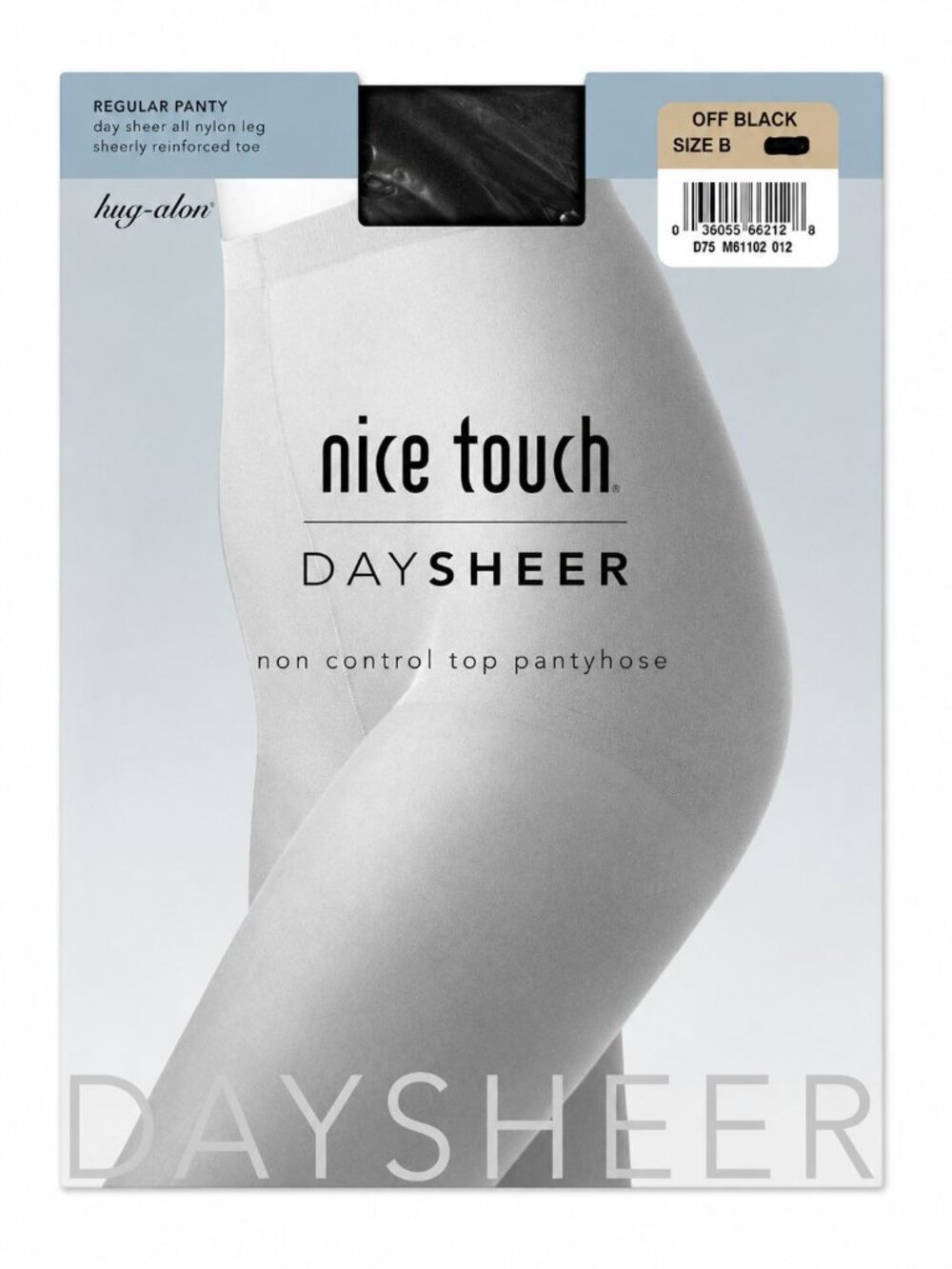 Nice Touch Day Sheer Non-Control Top Pantyhose Off Black size B